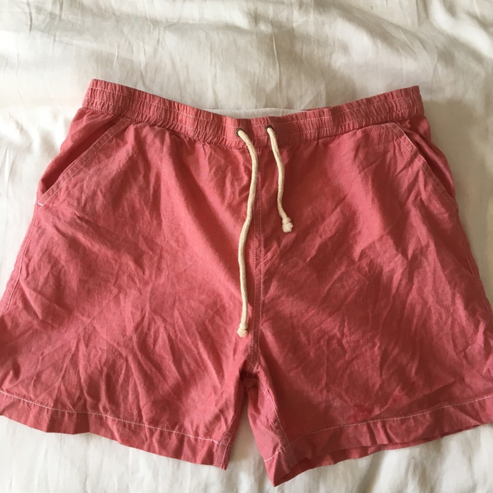 APC Madras M Red Cotton Swim Trunks